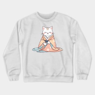 Cute cat in kimono Crewneck Sweatshirt